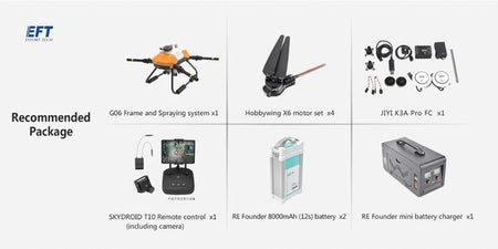 2020 NEW EFT G06 6L drone Four-axis 6KG RC Agriculture Spray System Extension Rod Sprayer Plant UAV Drone Accessories