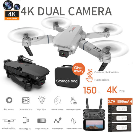 E88 RC Drone 4K HD Dual Camera Foldable Profesional Quadcopter WIFI FPV 2020 New Kids Toys Gift Hight Set Aircraft Helicopter