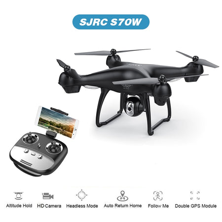 S70W GPS FPV Drone with 1080P HD FPV Wide-Angle Camera WiFi Live Video Follow Me GPS Return Home RC Quadcopter Racing Dron