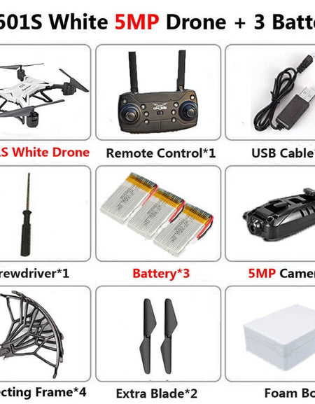 KY601S Professional Foldable Drone with Camera 5MP HD WiFi FPV Wide Angle Altitude Hold RC Quadcopter Helicopter Toy E58 SG106