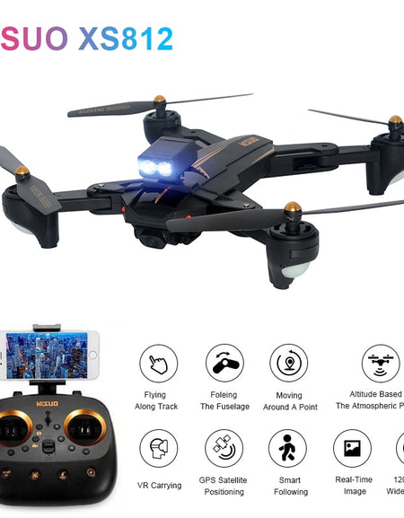 Eachine VISUO XS812 Quadcopter GPS 5G WiFi FPV w/ 2MP/5MP HD Camera 15mins Flight Time Foldable RC Drone  RTF Kids Gift