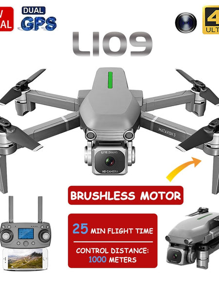 2020 New L109 Professional GPS Drone With 4K HD Dual Camera Brushless Motor Foldable Quadcopter 1000M RC Distance Toy