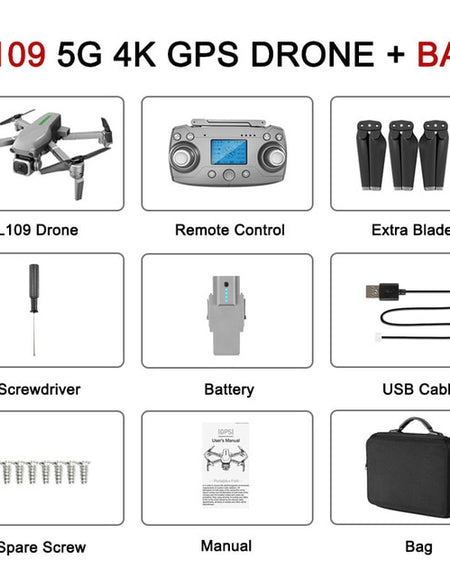 2020 New L109 Professional GPS Drone With 4K HD Dual Camera Brushless Motor Foldable Quadcopter 1000M RC Distance Toy