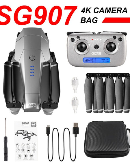 SG907 Quadcopter Drone 4K 1080P Dual Camera WiFi FPV Optical Flow Professional RC 500M RC Drone Foldable Long Range Drone Toys