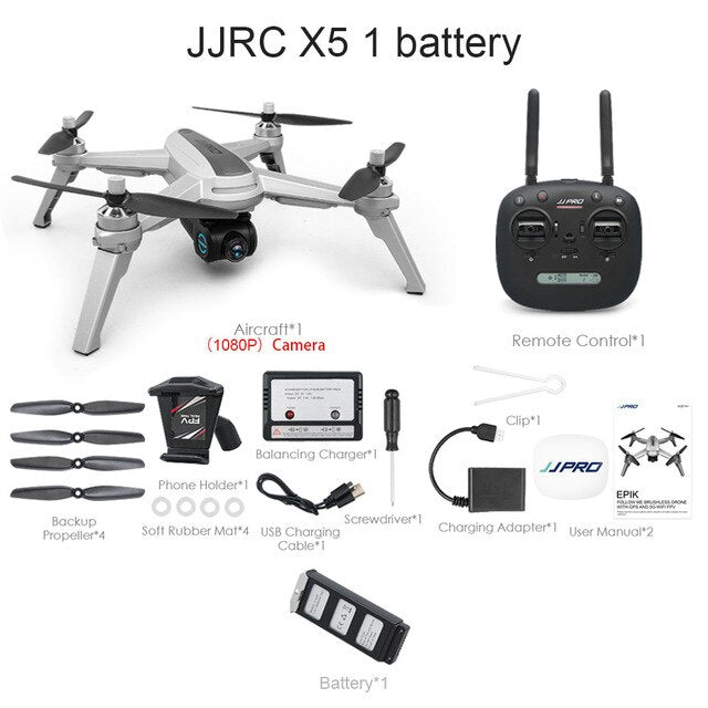 JJRC X5 GPS Brushless Motor RC Drone with 1080P 5G WIFI FPV Adjustable Camera GPS Follow Me RC Quadcoter VS MJX Bugs 5W