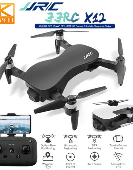 JJRC X12 GPS 4K HD Camera Drone with WiFi FPV 1080p 4K Gimble Camera Brushless Motor Foldable Quadcopter Vs H117s Zino F11 SG906