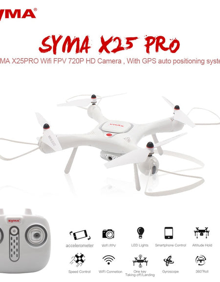 Syma Drone X25PRO Wifi FPV Adjustable 720P RC Drone With Camera Quadcopter RTF GPS Position Altitude Hold RC Dron vs SG900 XS812