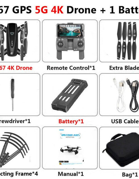 S167 GPS Drone With Camera 5G  RC Quadcopter Drone 4K WIFI FPV  Foldable Off-Point Flying Gesture Photos Video Helicopter Toy