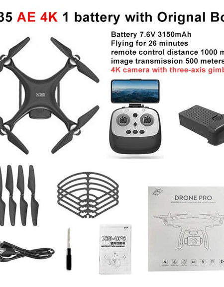 LAUMOX X35 Drone GPS WiFi 4K HD Camera Profissional RC Quadcopter Brushless Motor Two axes Gimbal Stabilizer 26 minute flight