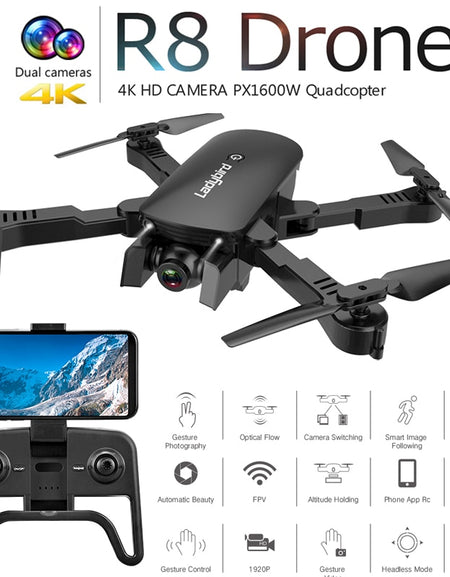 R8 Radio Controlled Drone 4K Optical Flow Positioning GPS FPV Camera HD Brushless RC Helicopter Quadrocopter Drone Camera Toys