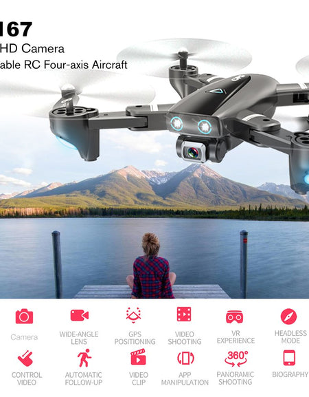 S167 GPS Drone With Camera 5G RC Quadcopter Drone 4K WIFI FPV Foldable Off-Point Flying Gesture Photos Video Helicopter Toy