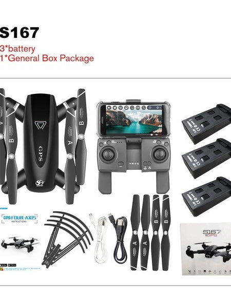 S167 GPS Drone With Camera 5G RC Quadcopter Drone 4K WIFI FPV Foldable Off-Point Flying Gesture Photos Video Helicopter Toy
