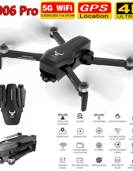 SG906 Pro Drone with Camera 4K HD Two-Axis Anti-Shake Self-Stabilizing Gimbal 5G WiFi GPS FPV RC Quadcopter Helicopter Toy VS F8