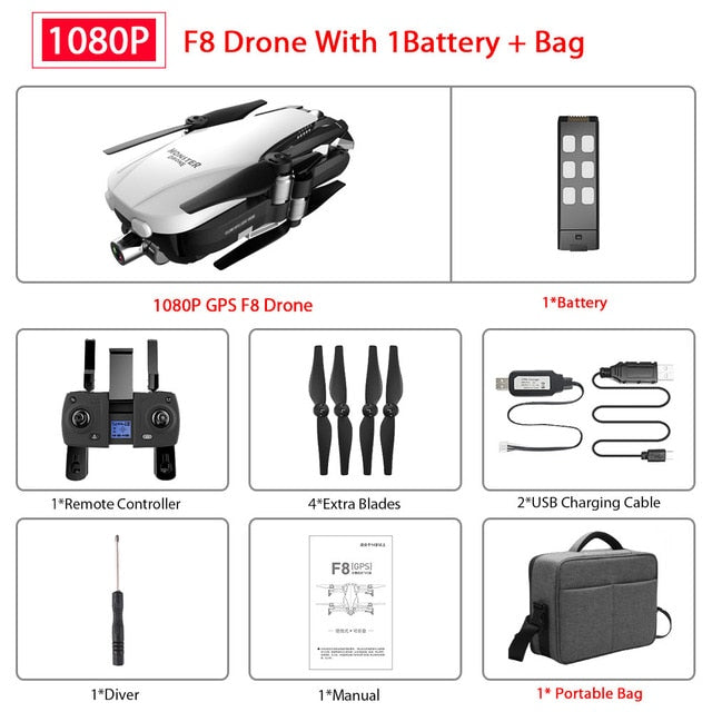 SALMOPH F8 GPS RC Drone with Two-axis anti-shake Self-stabilizing gimbal Dual Camera Gesture Control 5G Wifi FPV Brushless Motor