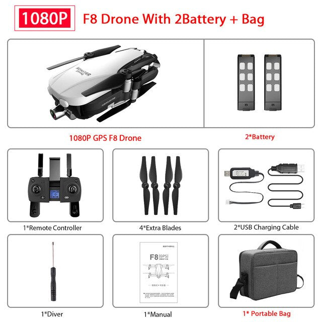 SALMOPH F8 GPS RC Drone with Two-axis anti-shake Self-stabilizing gimbal Dual Camera Gesture Control 5G Wifi FPV Brushless Motor