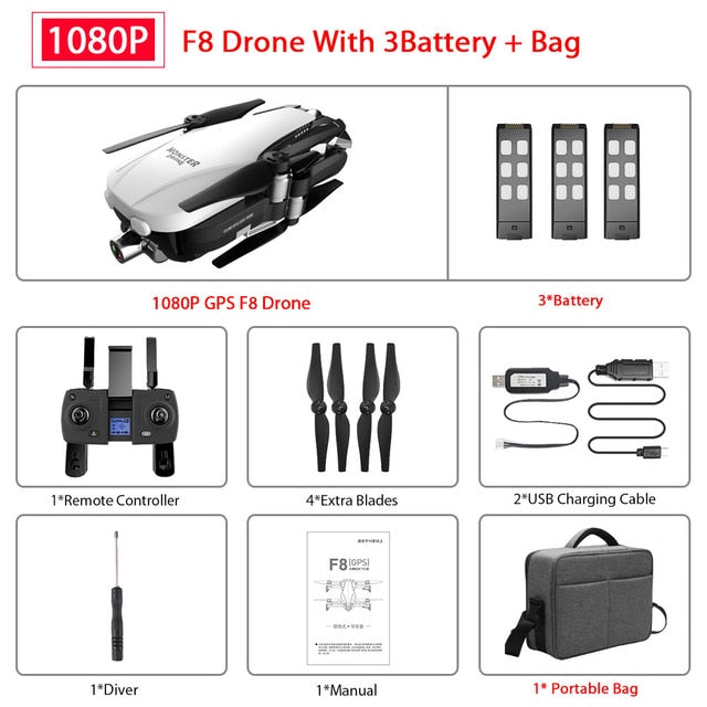 SALMOPH F8 GPS RC Drone with Two-axis anti-shake Self-stabilizing gimbal Dual Camera Gesture Control 5G Wifi FPV Brushless Motor