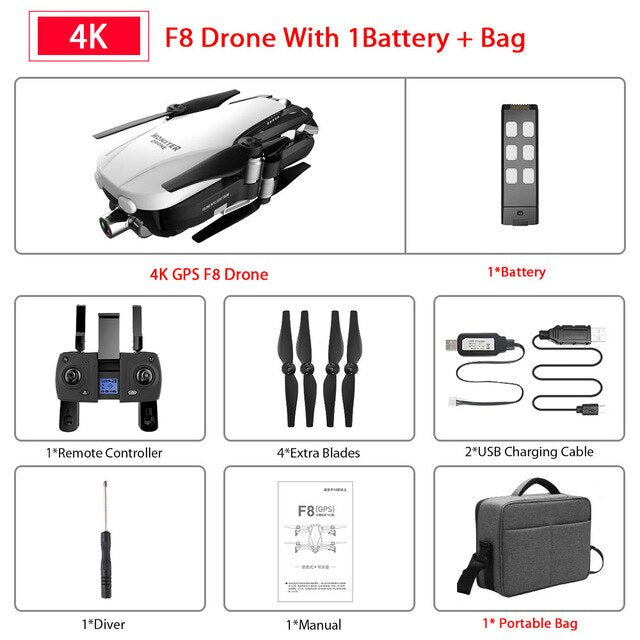 SALMOPH F8 GPS RC Drone with Two-axis anti-shake Self-stabilizing gimbal Dual Camera Gesture Control 5G Wifi FPV Brushless Motor