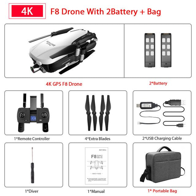 SALMOPH F8 GPS RC Drone with Two-axis anti-shake Self-stabilizing gimbal Dual Camera Gesture Control 5G Wifi FPV Brushless Motor