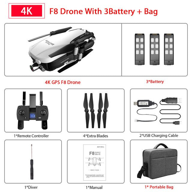 SALMOPH F8 GPS RC Drone with Two-axis anti-shake Self-stabilizing gimbal Dual Camera Gesture Control 5G Wifi FPV Brushless Motor