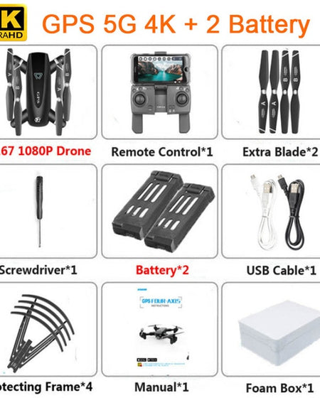 KaKBeir S167 5G GPS Foldable Profissional Drone with Camera 4K HD Selfie Wide Angle RC Quadcopter Helicopter Toy E520S SG900-S