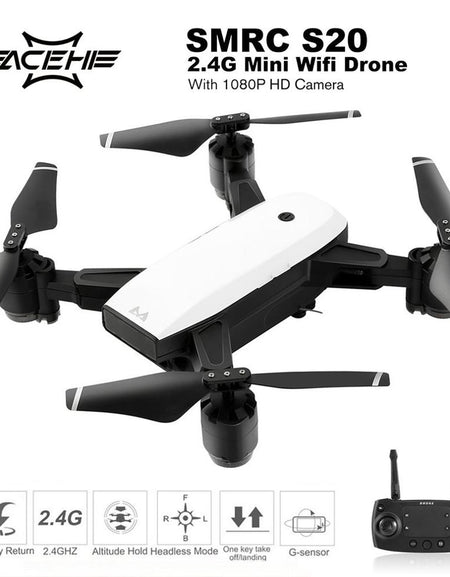 Foldabe 6 Axles Gyro Mini Wifi Drone With Wide Angle 1080P HD Camera SMRC S20 2.4G Altitude Hold RC Quadcopter
