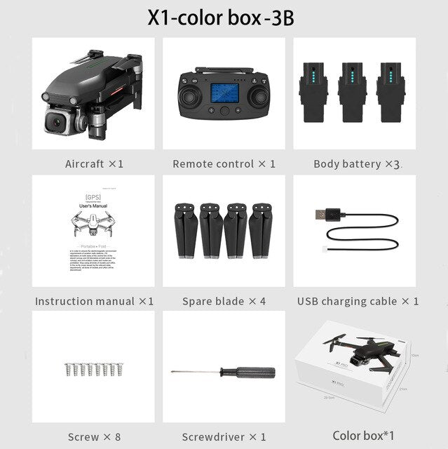 New X1 Rc Drone With Gps Hd 4k Camera 5g Wifi Brushless Motor Control Distance 1000m Flight 28 Minutes Boy's Gifts Vs L109 F11