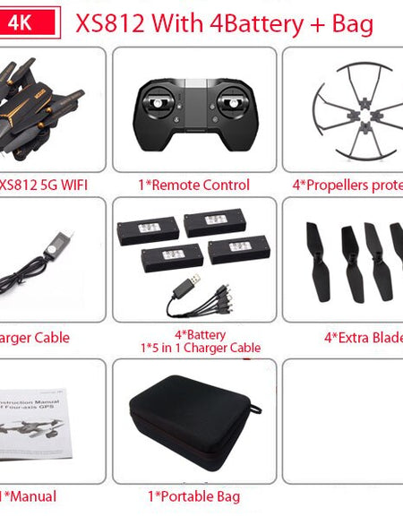 VISUO XS812 GPS RC Drone with 4K HD Camera 5G WIFI FPV Altitude Hold One Key Return RC Quadcopter Helicopter VS XS809S E58 E502S