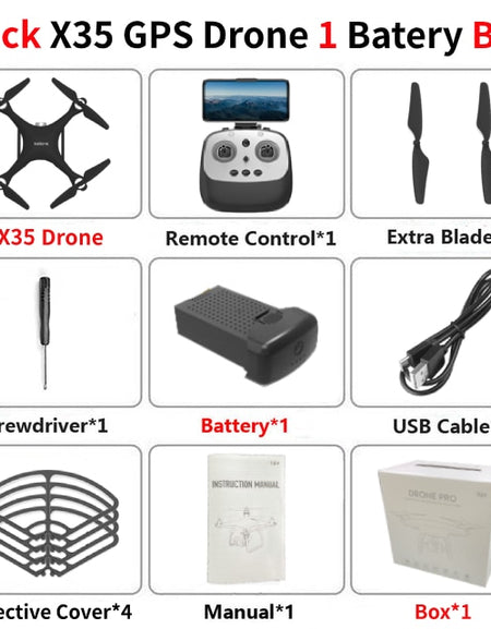 X35 4K 1080P Video Gimbal Full HD Camera RC Drone FPV 5G WIFI Professional Quadcopter GPS Positioning 22 Minutes Flying Time