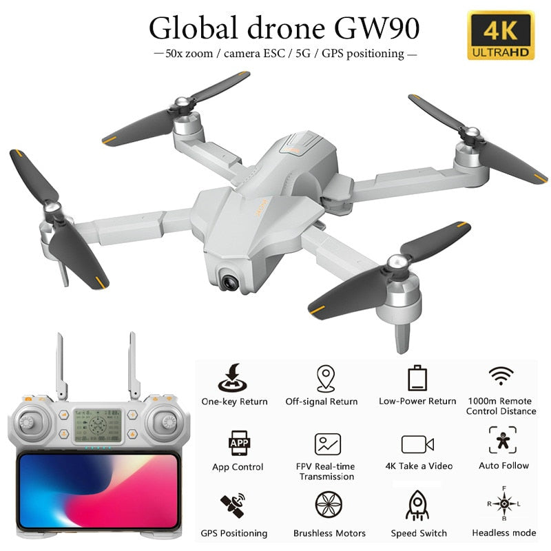 Global Drone Gw90 With 4k Gps Drone Aerial Photography Hd Professional Ultra-long Battery Life Four-axis Folding Drone Vs F11pro