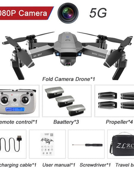 GPS Drone With 4K  FPV RC Drone 1080P HD Camera WIFIWide Angle 5G  Quadcopter Foldable Professional Drone Follow Me Mode Dron