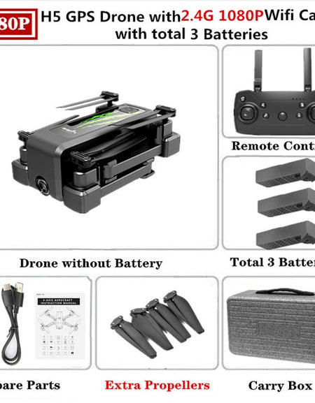 H5 Mini Drone GPS 4K Quadrocopter with 2-Axis Gimbal 5G Electric Adjustment Camera Foldable Qucdcopter vs SG907 S167 S162 Dron