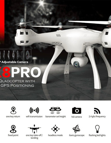 SYMA X8PRO GPS DRON WIFI FPV with with 720P HD Camera Adjustable Camera Drone 6axis Altitude Hold X8 Pro RC Quadcopter RTF MODE2