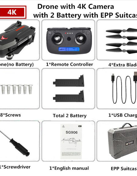 SG906 Pro Drone 4K with 2-Axis Anti-Shake Gimbal camera 5G WIFI GPS Quadcopter Supports TF Card Drones Flight 25 Dron VS K777