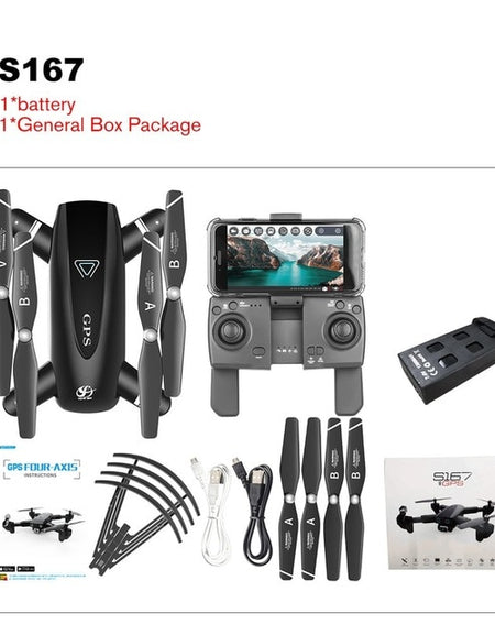 S167 5G Wifi FPV RC Drone with 4K HD Camera Wide-angle Drone GPS Positioning Drone Foldable RC Four-axis Aircraft