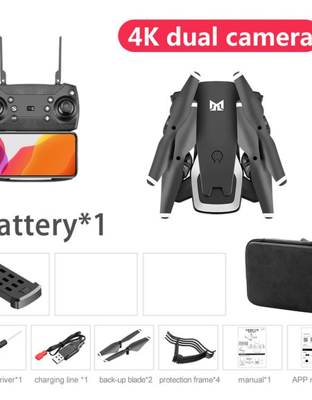 KK6 New RC Drone with 4K HD 50X Times Zoom WIFI FPV Dual Camera Foldable Dron Quadcopter One-Key-Return Kid's Toys VS E525 E68