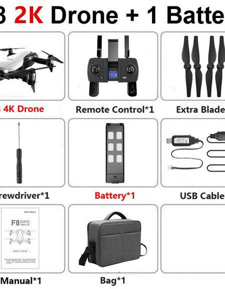 F8 Drone 2K HD Camera Two-Axis Anti-Shake Self-Stabilizing Gimbal GPS WiFi FPV Folding Aerial RC Helicopter Quadrocopter Toys