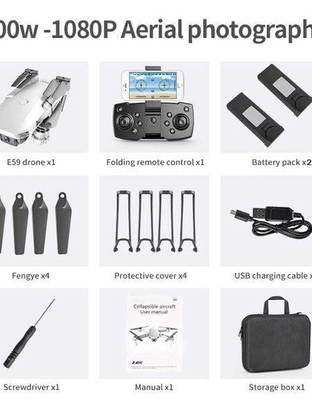 E59 Rc Drone With 4k Hd Camera Professional Aerial Photography Helicopter 360 Degree Flip Wifi Real Time Transmission Quadcopter