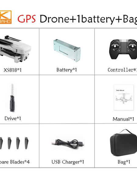 VISUO XS818 ZEN 4K HD Camera GPS RC Mini Drone With 5G WIFI FPV Selfie Optical Flow Positioning RC Profissional Helicopter Toy