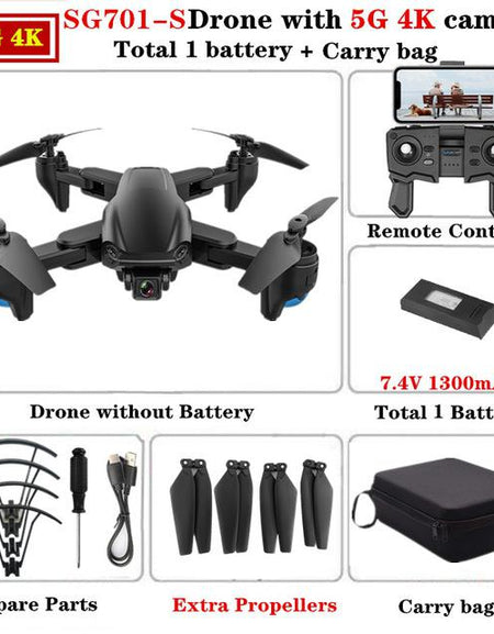 RCtown SG701 SG701-S GPS Drone with 5G WIFI FPV 4K Dual HD Camera Optical Flow Quadcopter Foldable RC Helicopter VS S167 E520S X