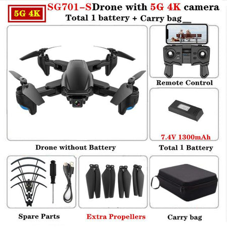 RCtown SG701 SG701-S GPS Drone with 5G WIFI FPV 4K Dual HD Camera Optical Flow Quadcopter Foldable RC Helicopter VS S167 E520S X